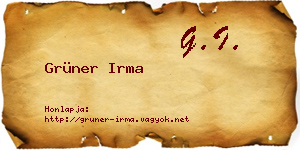 Grüner Irma névjegykártya